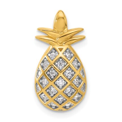 Pure Fire Sterling Silver Gold-tone CZ Pineapple Pendant