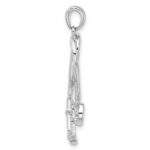Sterling Silver Rhodium-plated with CZ Stethoscope with Heart Pendant - Image 2