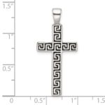 Sterling Silver Polished and Antiqued Greek Key Latin Cross Pendant - Image 4