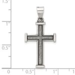 Sterling Silver Antiqued Solid Textured Cross Pendant - Image 4