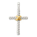Sterling Silver and Gold-tone Polished Cross Pendant - Image 3