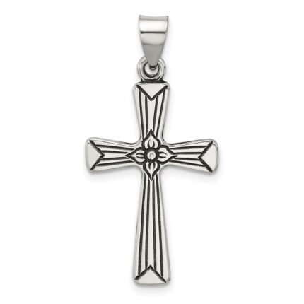 Sterling Silver Antiqued Solid Cross Pendant