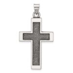 Sterling Silver Antiqued Solid Textured Cross Pendant