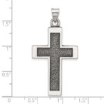 Sterling Silver Antiqued Solid Textured Cross Pendant - Image 4