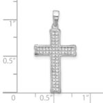 Sterling Silver Rhodium-plated Polished CZ Pave Cross Pendant - Image 4