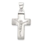 Sterling Silver Satin and Polished Crucifix Cross Pendant
