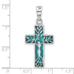 SS RH-plated Reversible Reconstituted Turquoise Cross Pendant - Image 4