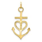 Sterling Silver Gold-tone Cross CZ Heart Anchor Pendant - Image 3