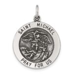 Sterling Silver Solid Antiqued St Michael Pendant