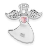SS Rhodium-plated Pink and Clear CZ Angel Chain Slide Pendant - Image 3