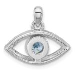 Sterling Silver Rhodium-plated Blue Zircon and CZ Evil Eye Pendant - Image 3