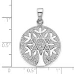 Sterling Silver Rhodium-Plated Polished Star of David in Tree Round Pendant - Image 4
