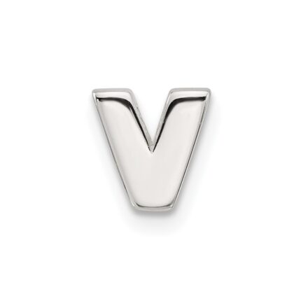 Sterling Silver E-coated Letter V Slide Charm