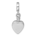Sterling Silver Rhodium-plated Polished Heart Ash Holder Bead/Pendant - Image 3