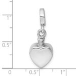 Sterling Silver Rhodium-plated Polished Heart Ash Holder Bead/Pendant - Image 5