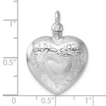 Sterling Silver Rhodium-plated Heart with Center Heart Design Ash Holder Pendant - Image 5