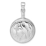 Sterling Silver Rhodium-plated Polished with Leaf Design Round Ash Holder Pendant - Image 3