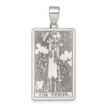 Sterling Silver The Tower Tarot Card Pendant