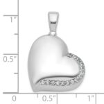 Sterling Silver Rhodium-plated Polished CZ Heart Ash Holder Pendant - Image 4