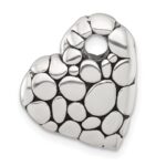 Sterling Silver Polished and Antiqued Pebbled Heart Chain Slide Pendant - Image 3
