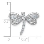 Sterling Silver Rhodium-plated Polished CZ Dragonfly Chain Slide Pendant - Image 4