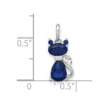 Sterling Silver Rhodium-plated Blue Lab Created Sapphire Cat Pendant - Image 4