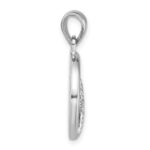 Sterling Silver Rhodium-plated Polished Abalone Circle with Textured Starfish Pendant - Image 2