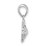 Sterling Silver Rhodium-plated Polished Mother of Pearl Turtle Pendant - Image 2