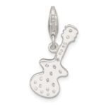 Sterling Silver Polished CZ Guitar with Lobster Clasp Charm - Image 3