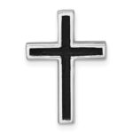 Sterling Silver Rhodium-plated Polished Enameled Latin Cross Chain Slide Pendant