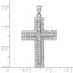 Sterling Silver Rhodium-plated White CZ Latin Cross Pendant - Image 4