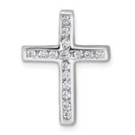 Sterling Silver Rhodium-plated Polished CZ Latin Cross Chain Slide Pendant