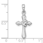 Sterling Silver Rhodium-plated Polished Cross With Dove Pendant - Image 4
