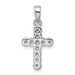 Sterling Silver Rhodium-plated CZ Polished Cross Pendant - Image 3