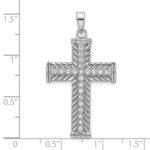 Sterling Silver Rhodium-plated CZ Polished and Textured Cross Pendant - Image 4