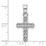 Sterling Silver Rhodium-plated CZ Polished Cross Pendant - Image 4