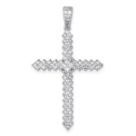 Sterling Silver Rhodium-plated Polished Pave CZ Latin Cross Pendant