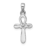 Sterling Silver Rhodium-plated Polished CZ Cross Pendant - Image 3