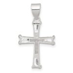 Sterling Silver Polished Tapered Baguette CZ Cross Pendant - Image 3