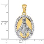 Sterling Silver Gold-tone and Rhodium-plated Polished Miraculous Medal Pendant - Image 4