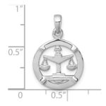 Sterling Silver Rhodium-plated Polished Reversible Libra Scales in Circle Zodiac Pendant - Image 4