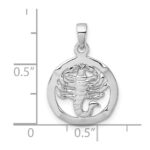 Sterling Silver Rhodium-plated Polished Reversible Scorpio in Circle Zodiac Pendant - Image 4