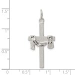 Sterling Silver Satin D/C Draped Cross Charm - Image 3