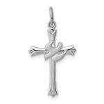 Sterling Silver Platinum-plated Holy Spirit Cross with Dove Charm