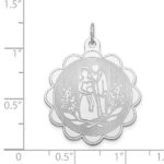 Sterling Silver Rhodium-plated Bride & Groom Disc Charm - Image 3