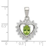 Sterling Silver Rhodium-plated Peridot and CZ Pendant - Image 3