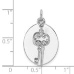 Sterling Silver Rhodium-plated key Charm - Image 4