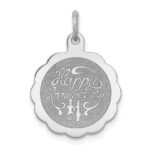 Sterling Silver Rhodium-plated Happy Anniversary Disc Charm