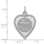 SS Rh-plt Happy Anniversary Polished Front/Satin Back Disc Charm - Image 3