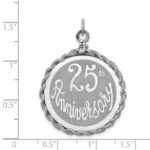 Sterling Silver Rhodium-plated 25th Anniversary Disc Charm - Image 3